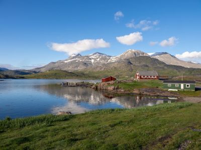Igaliku im Südwesten von Grönland. Igaliku hat nur etwa 20 Einwohner, und jede Menge Schafe. Im 10. 