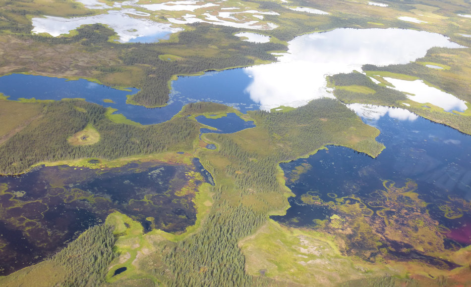 Die riesigen Seelandschaften liegen vor allem in Alaska und Russland. Dort werden gigantische Mengen an Methan vermutet, die durch die Auftauprozesse bereits jetzt freigesetzt werden. Dadurch wird die Erwärmung der Arktis noch beschleunigt. Bild: Ingmar Nitze